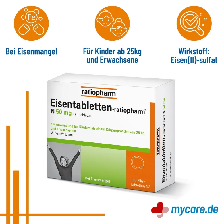 Eisentabletten-ratiopharm N 50 mg Filmtabletten, 100 St