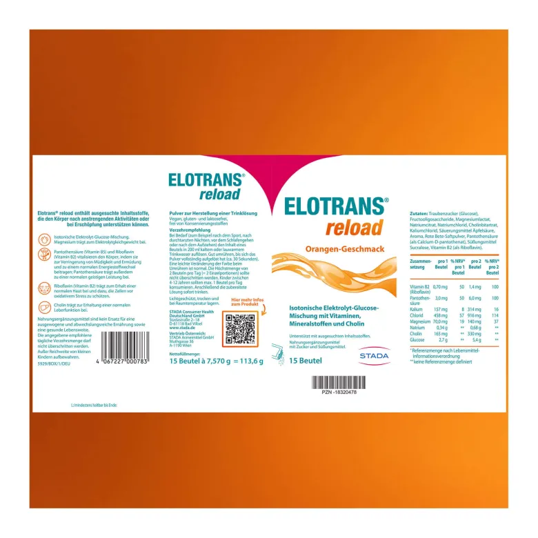 Elotrans reload Elektrolyt-Pulver mit Vitaminen, 15X7.57 g