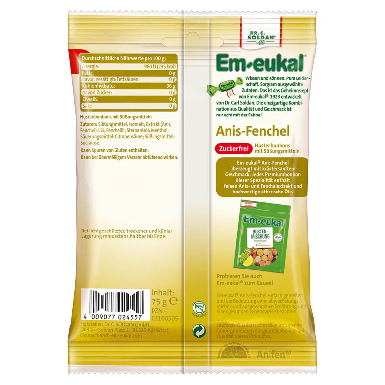 Em-eukal Anis Fenchel zuckerfrei, 75 g