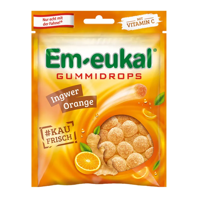 Em-eukal Gummidrops Ingwer-Orange zuckerhaltig, 90 g