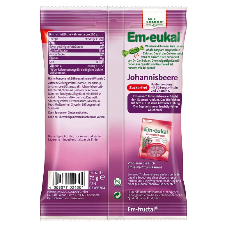 Em-eukal Johannisbeere zuckerfrei, 75 g