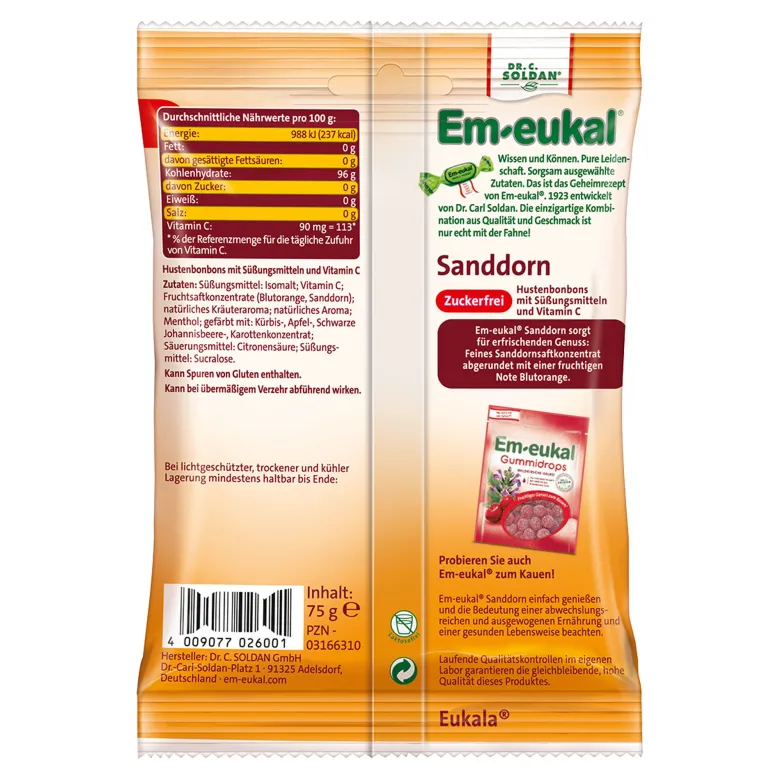 Em-eukal Sanddorn zuckerfrei, 75 g