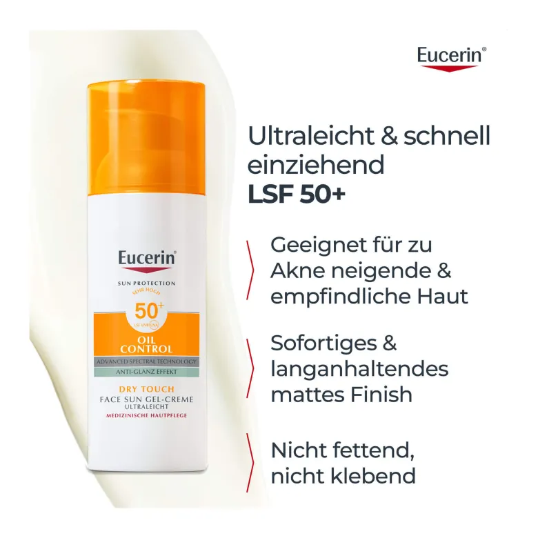 Eucerin Sun Oil Control Face Gel-Creme LSF 50+, 50 ml