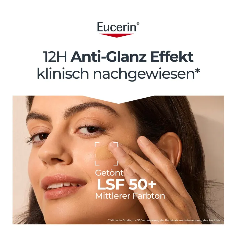 Eucerin Sun Oil Control Getönte Face Gel-Creme LSF50+ Mittel, 50 ml