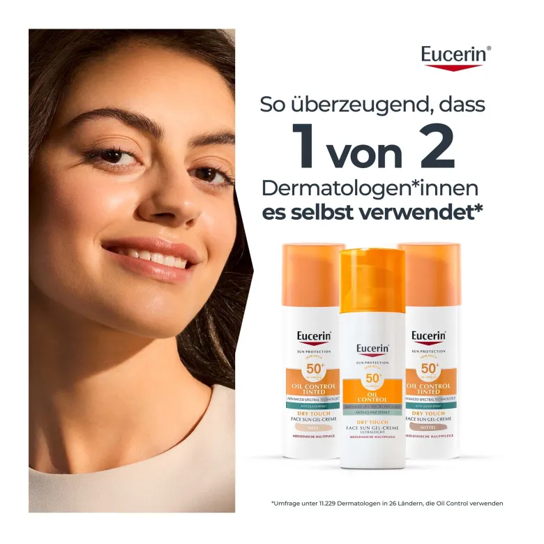 Eucerin Sun Oil Control Getönte Face Gel-Creme LSF50+ Mittel, 50 ml