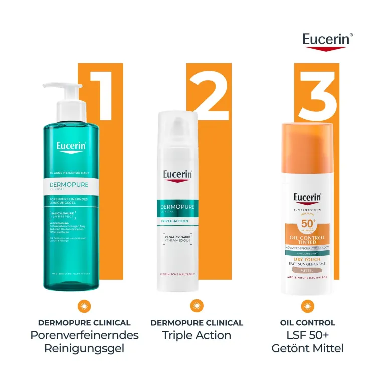 Eucerin Sun Oil Control Getönte Face Gel-Creme LSF50+ Mittel, 50 ml