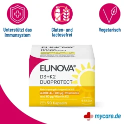 Eunova DuoProtect D3 + K2 4000 I.E. Kapseln, 90 St