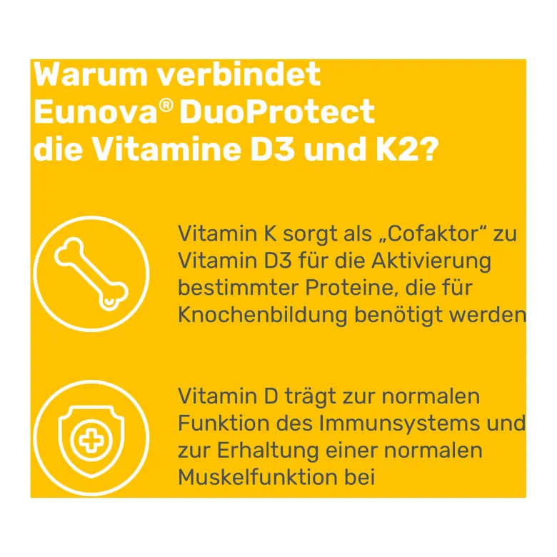 Eunova DuoProtect D3 + K2 2000 I.E. Kapseln, 2X90 St