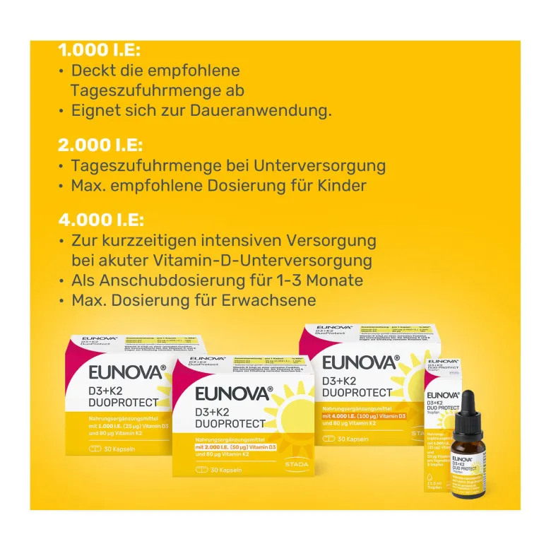 Eunova DuoProtect D3 + K2 2000 I.E. Kapseln, 2X90 St
