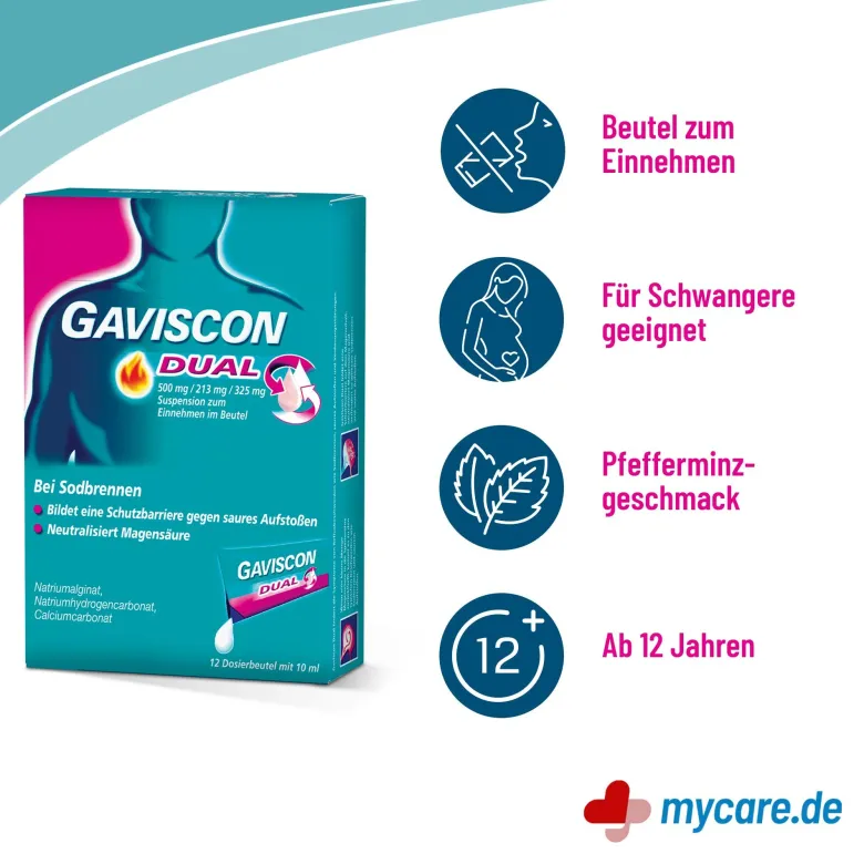Gaviscon Dual Suspension bei Sodbrennen Dosierbeutel, 12X10 ml