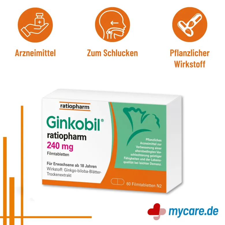 Ginkobil ratiopharm 240 mg, mit Ginkgo biloba, 60 St