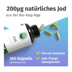 GREEN NATURALS Jod aus Bio-Kelp Kapseln, 365 St