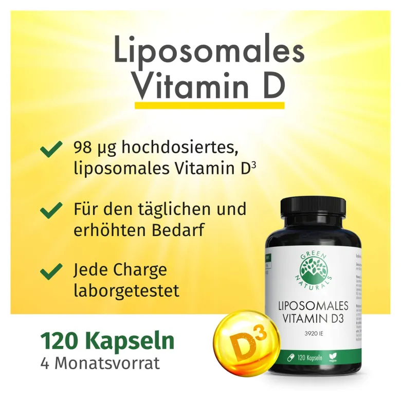 GREEN NATURALS Liposomales Vitamin D3 Kapseln, 120 St