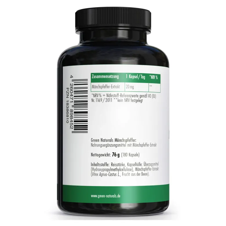 GREEN NATURALS Mönchspfeffer 20 mg hochdosierte Kapseln, 180 St