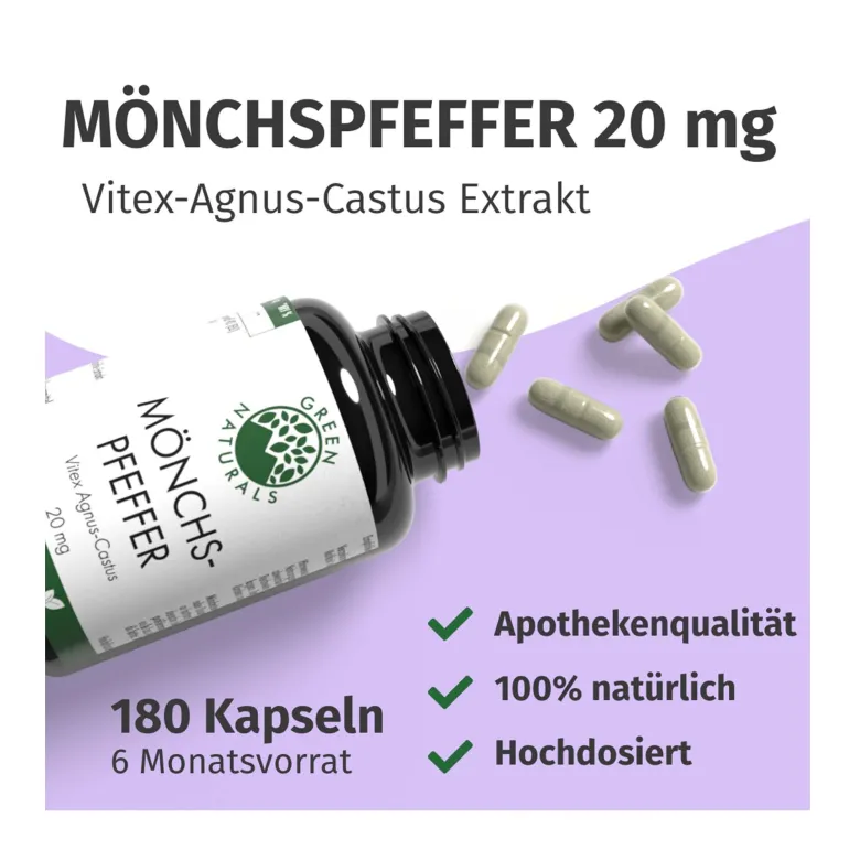 GREEN NATURALS Mönchspfeffer 20 mg hochdosierte Kapseln, 180 St
