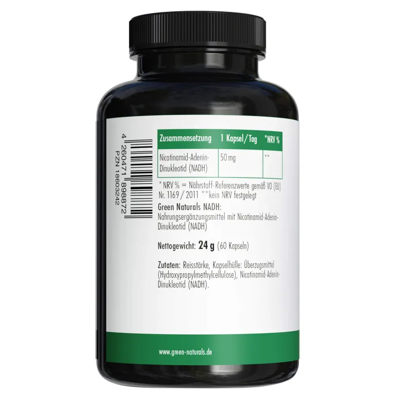 Green Naturals NADH Kapseln vegan und hochdosiert, 60 St