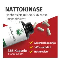 Green Naturals Nattokinase 100 mg vegane Kapseln, 365 St