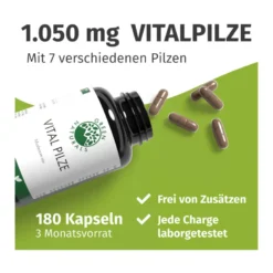 GREEN NATURALS Vital Pilze vegane Kapseln, 180 St