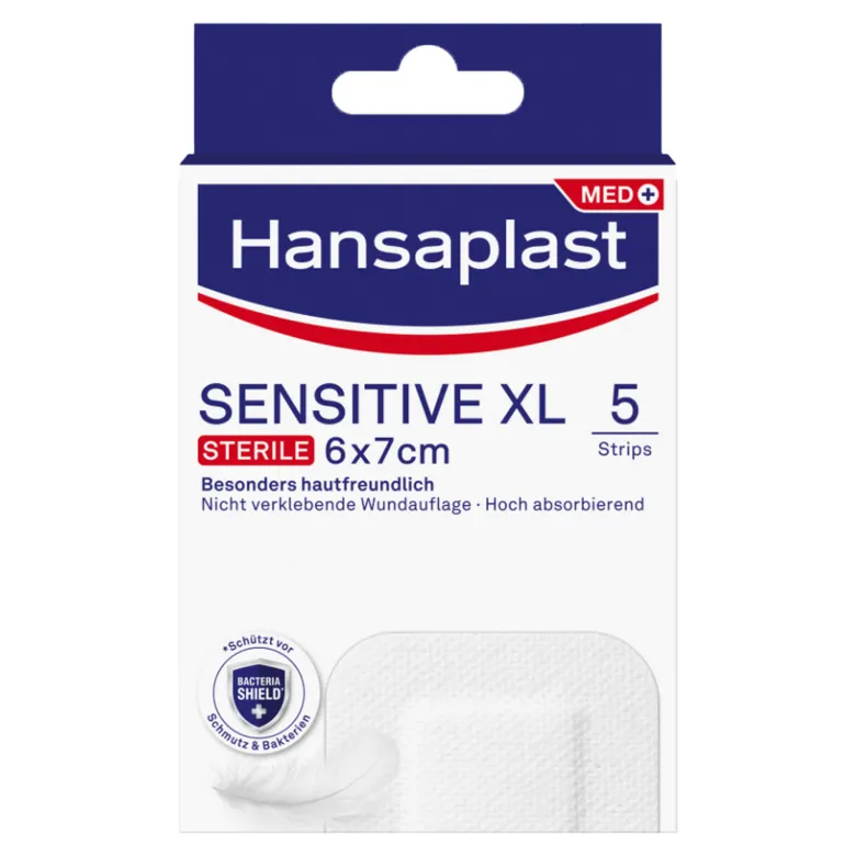 Hansaplast Sensitive Wundverband XL steril 6 x 7 cm, 5 St