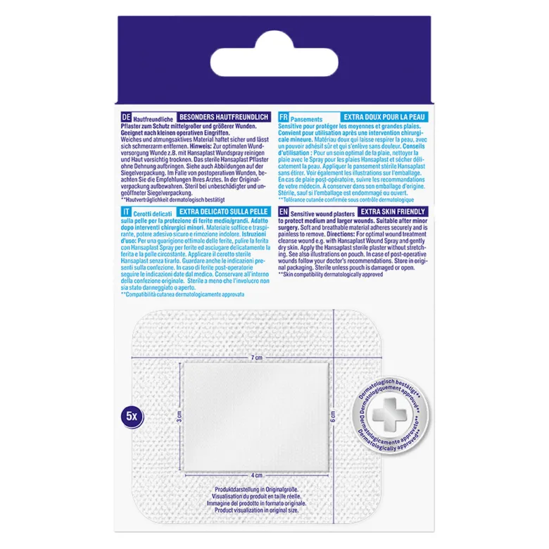 Hansaplast Sensitive Wundverband XL steril 6 x 7 cm, 5 St