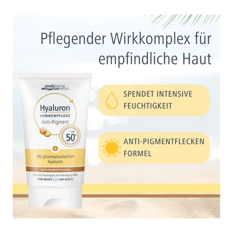 Hyaluron Sonnenpflege Gesicht Anti-Pigment & Anti-Age LSF50, 50 ml