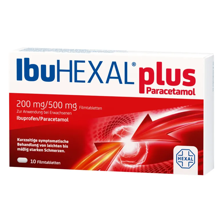 IbuHEXAL plus Paracetamol 200 mg/500 mg Filmtabletten, 10 St