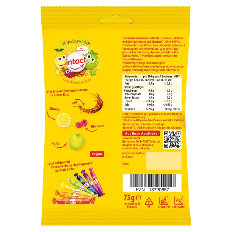 Intact Kinder-Mix Traubenzucker Beutel, 75 g