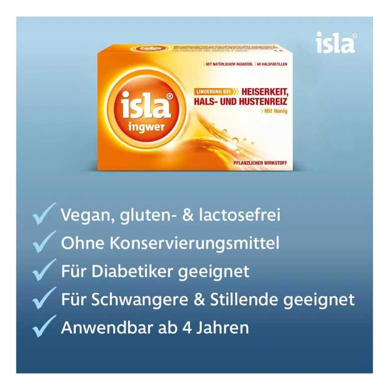 isla ingwer Halspastillen bei Halskratzen und Reizhusten, 60 St