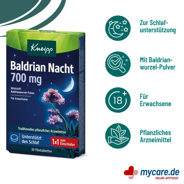 Kneipp Baldrian Nacht 700 mg Filmtabletten, 30 St