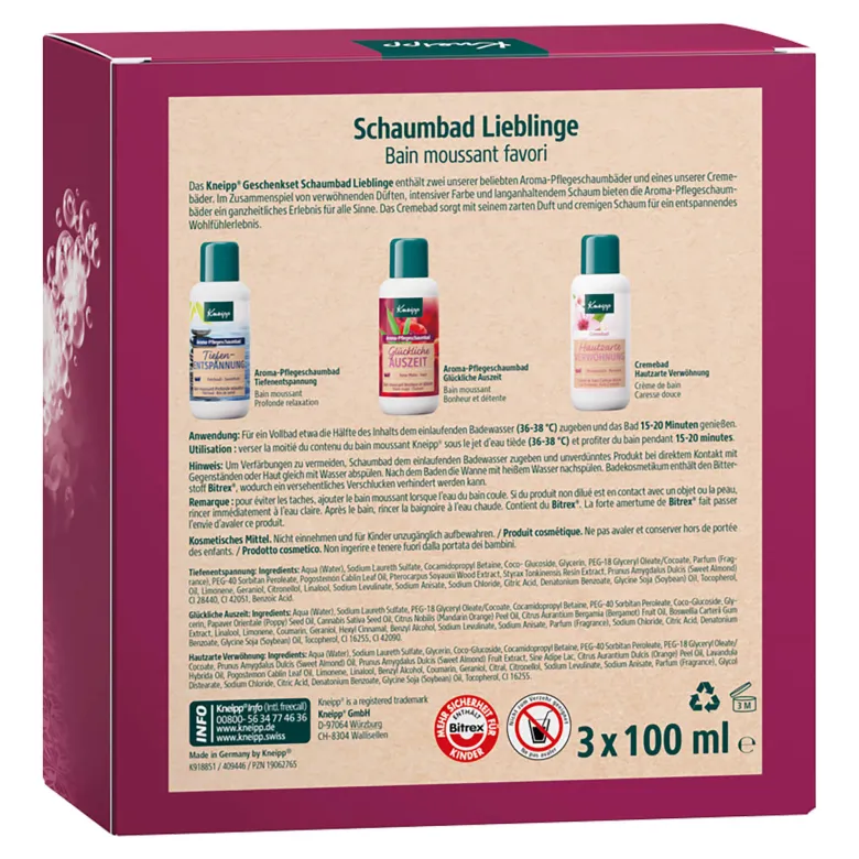 Kneipp Geschenkpackung Schaumbad Lieblinge, 3X100 ml