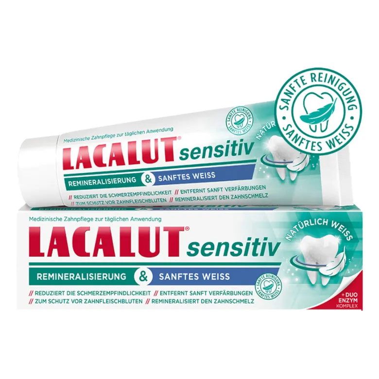 Lacalut sensitiv Zahnpasta Remineralisierung & sanftes Weiß, 75 ml
