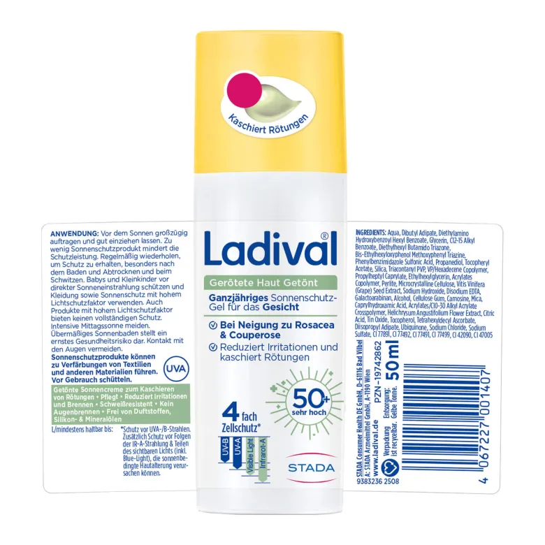 Ladival Gerötete Haut Getönt Sonnenschutz-Gel LSF50+, 50 ml