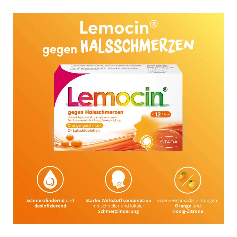 Lemocin gegen Halsschmerzen Orange, 24 St
