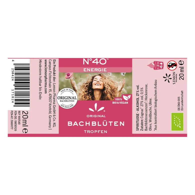 Lemon Pharma Bachblüten Tropfen N.40 Energie, 20 ml