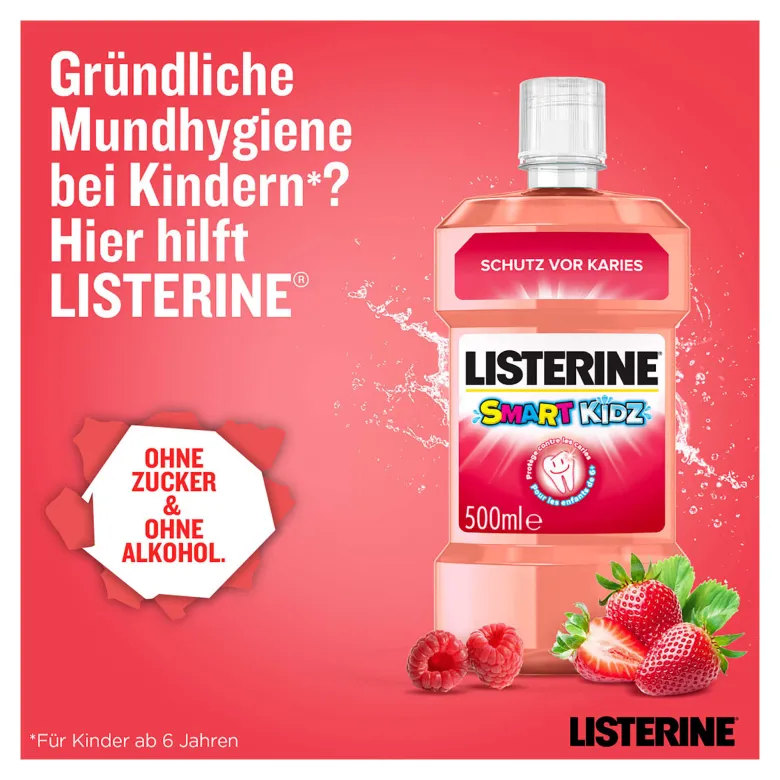 Listerine Mundspülung Smart Kidz Mild Berry, 500 ml