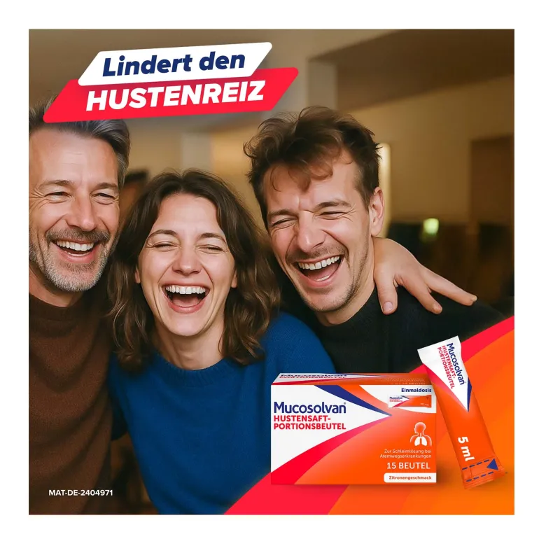 Mucosolvan Hustensaft-Portionsbeutel mit 30 mg Ambroxol, 15X5 ml