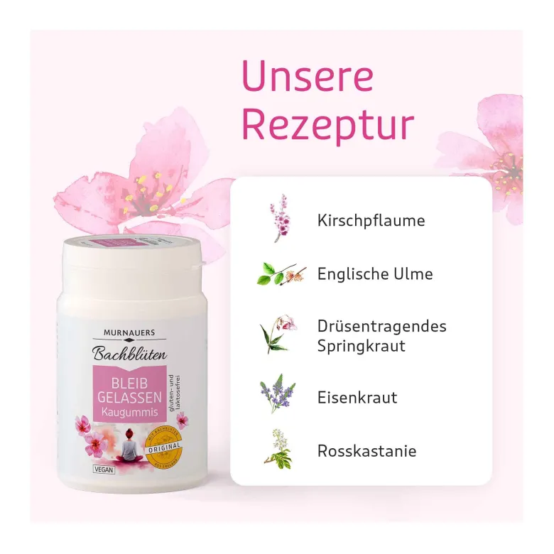 Murnauers Bachblüten Bleib Gelassen Kaugummi, 74 g