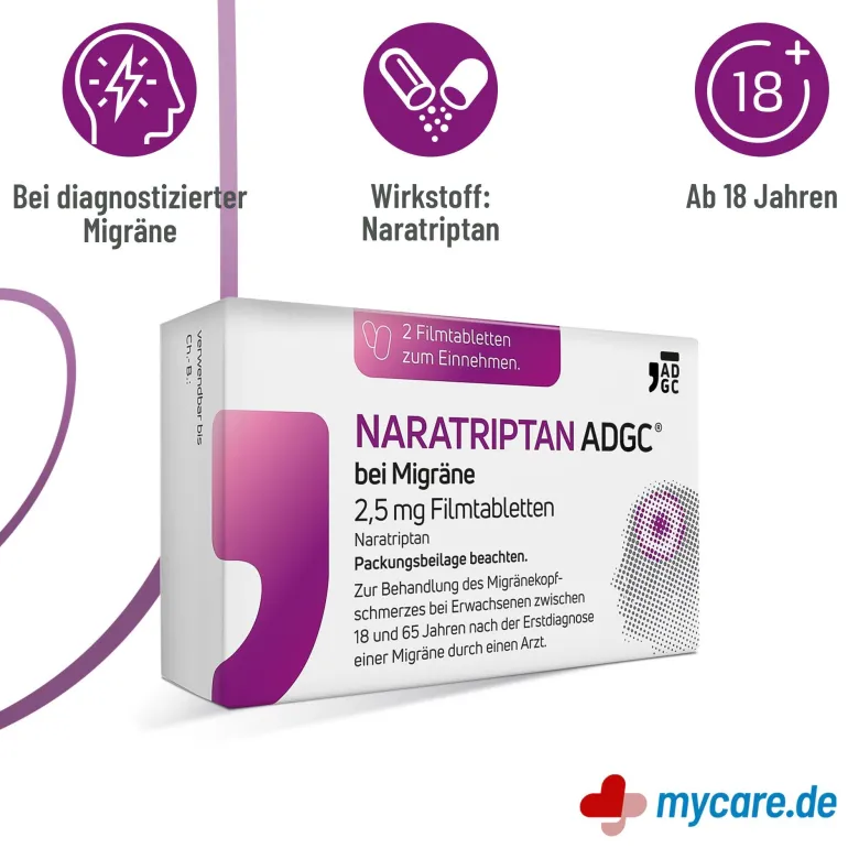 Naratriptan Adgc bei Migräne 2,5 mg Filmtabletten, 2 St