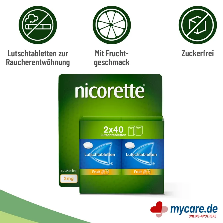 Nicorette Fruit 2 mg Lutschtabletten gepresst, 80 St