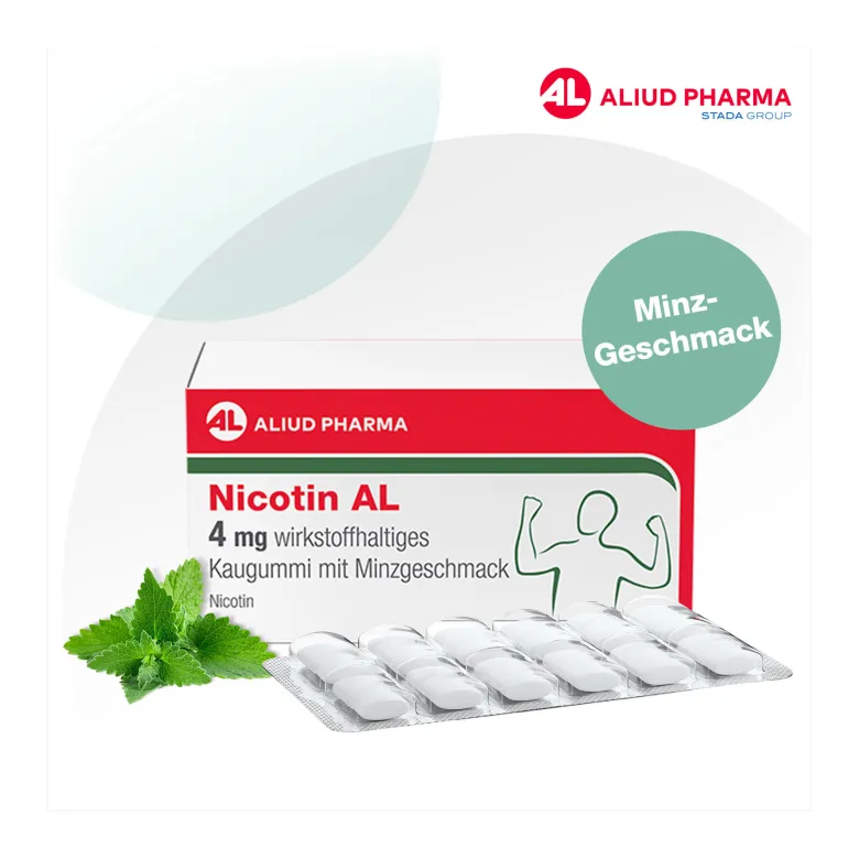 Nicotin AL 4 mg wirkstoffhaltiges Kaugummi mit Minzgeschmack, 204 St