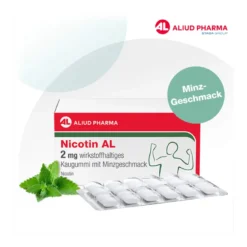 Nicotin AL 2 mg wirkstoffhaltiges Kaugummi mit Minzgeschmack, 96 St