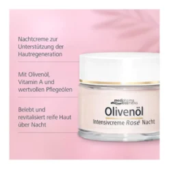 Olivenöl Intensivcreme Rosé Nachtcreme für das Gesicht, 50 ml