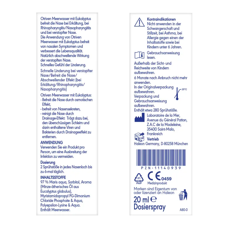 Otriven Meerwasserspray mit Eukalyptus, 20 ml