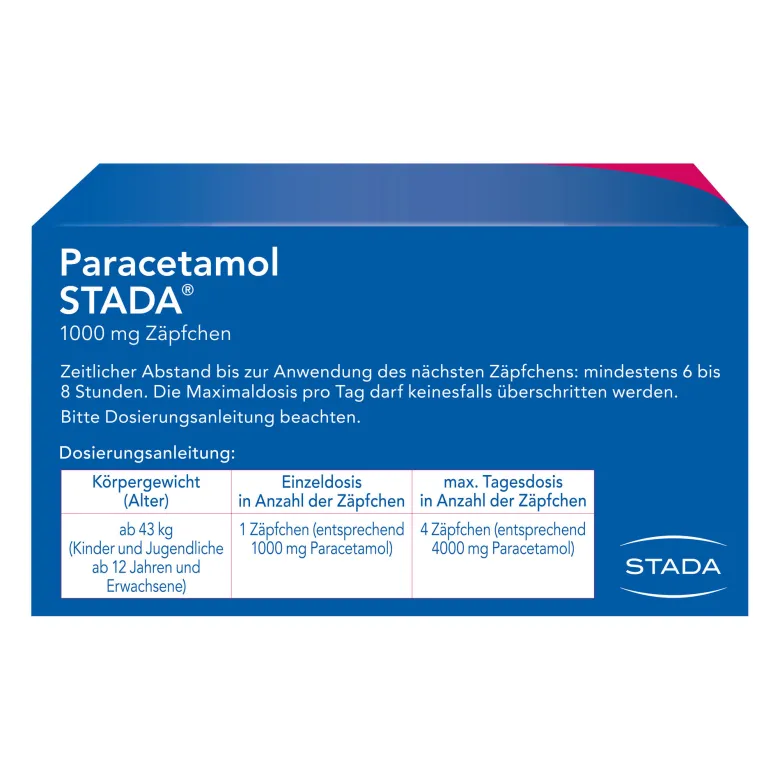 Paracetamol Stada 1000 mg Zäpfchen, 10 St