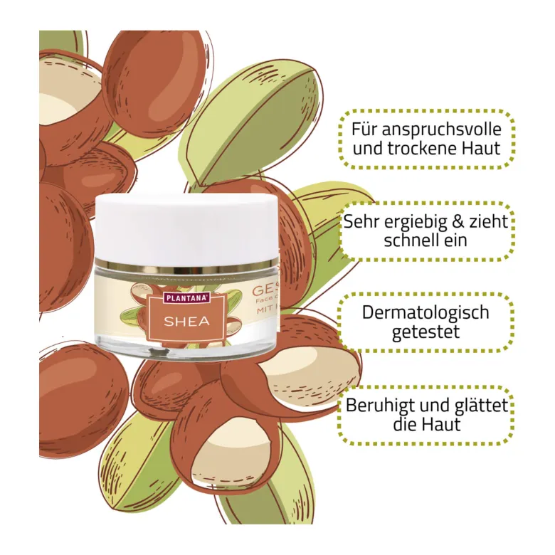 Plantana Shea Gesichtscreme mit Hyaluron und Vitamin E, 50 ml