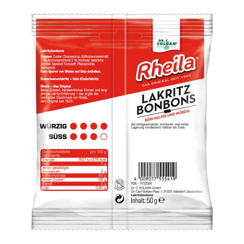 Rheila Lakritz Bonbons mit Zucker, 50 g