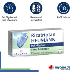 Rizatriptan Heumann bei Migräne 5 mg Tabletten, 2 St