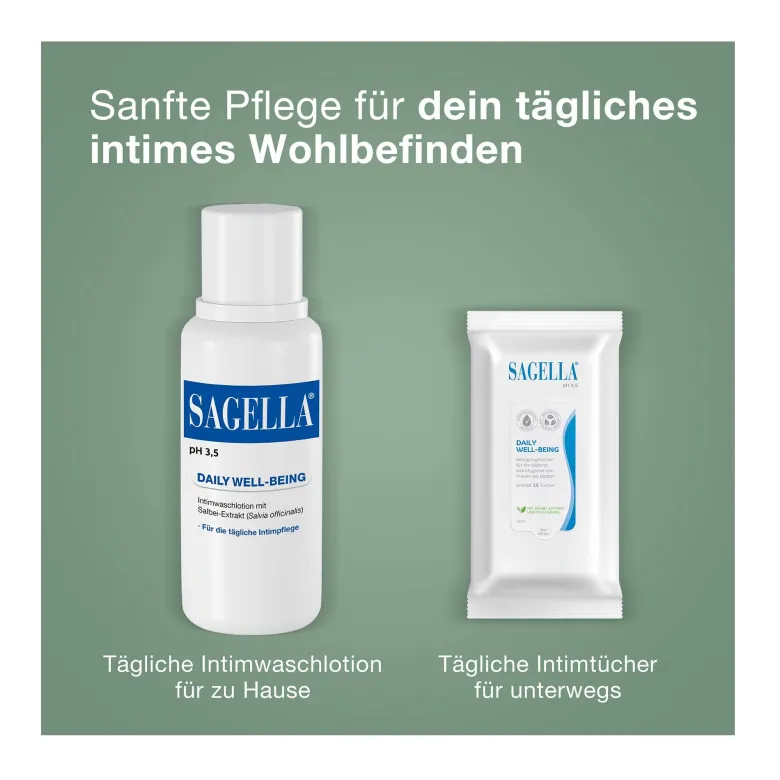 Sagella pH 4,5 Daily Well-Being Intimtücher, 15 St