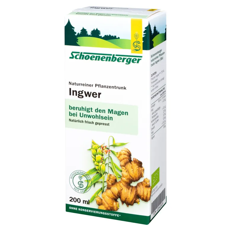 Schoenenberger Ingwer, Naturreiner Pflanzentrunk, 200 ml