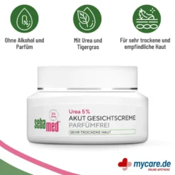 Sebamed Akut Gesichtscreme Urea 5% parfümfrei, 50 ml